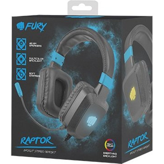 FURY headphones/Headset Wired Head-Band Gaming Black, Blue - (NFU-1584)