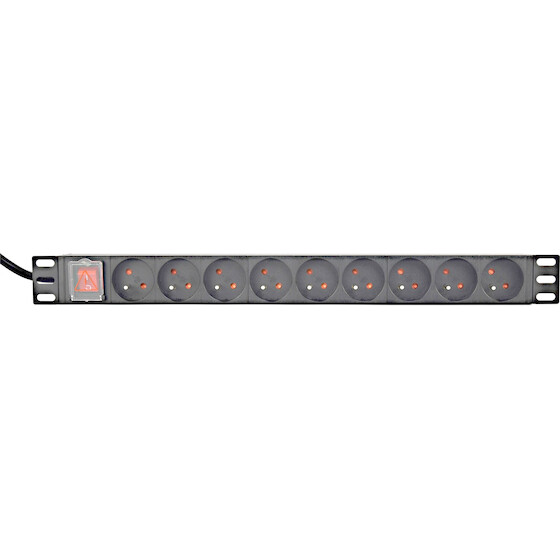 Gembird Energenie Power Distribution Unit (PDU), 10 Pcs C13 sockets, 1U, 16A, C20 Plug 2 m cable, Black - (EG-PDU-9F2F)