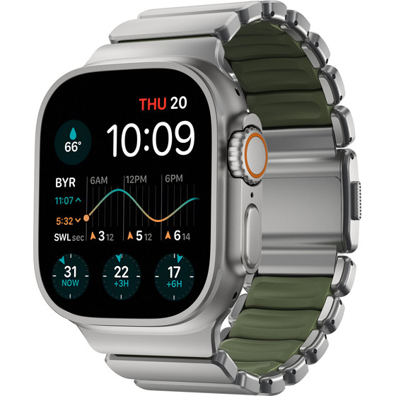 Nomad Stratos Band Natural Titanium Forest Green Fkm Aw 45/46/49mm - (NM009568858)