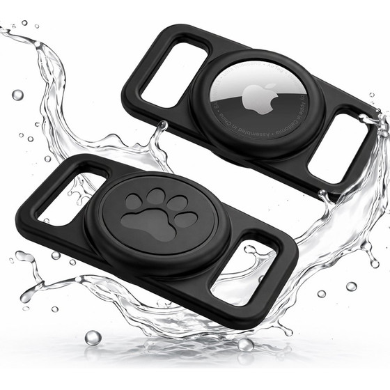 Techsuit - Airtag Dog Collar Holder Buddyguard (DG1) - Full Body Cover, Waterproof, For Collars 0.6''-1.3'' Wide - Black