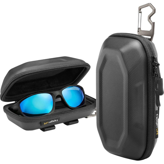 Spigen - Sunglass Case Lock Fit LF520 - Universal, With Zipper, Built-In Metal Clip And Bottle Opener - Black - (ACS09444)