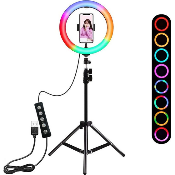 Led Selfie Light 26cm Rgb (colorfull) + Tripod Stand 200cm OEM