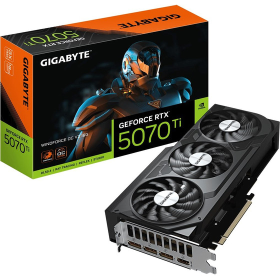 Gigabyte Geforce Rtx 5070 Ti Windforce Oc V2 16G Graphics Card - 16GB GDDR6, 256bit, PCI-E 5.0, 2497 Mhz Core Clock, 3 x DisplayPort, 1 x HDMI, - (GV-N507TWF3OCV2-16GD)