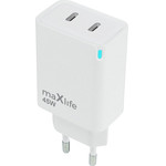 Maxlife MXTC-09-45CC Gan Pd Qc Charger 2x USB-C 45W white