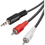 Vivanco Audio Connection 3.5mm Jack Cable To 2x Rca 1.5m Black - (VVAJACK2RCA18M)
