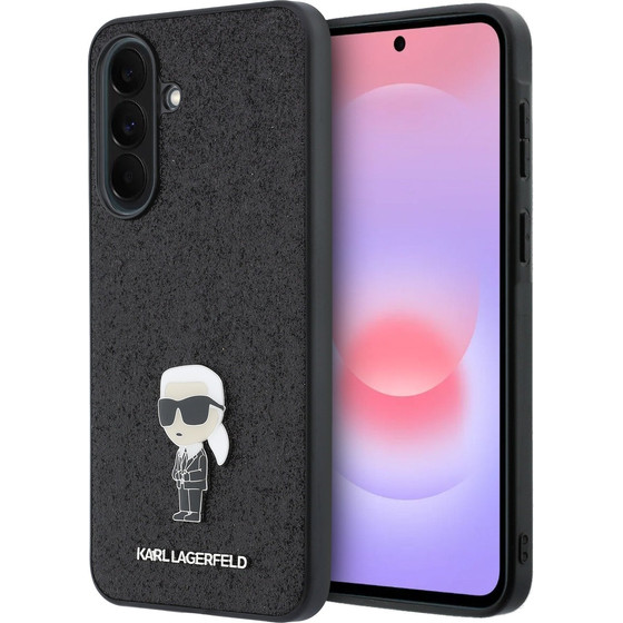 Karl Lagerfeld Fixed Glitter Metal Ikonik Case For Samsung Galaxy A37 Black - (KLHCSA37GKNPSK)