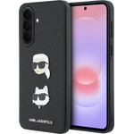 Karl Lagerfeld Liquid Silicone Metal Karl And Choupette Case For Samsung Galaxy A37 Black - (KLHCSA37PSFDHPOK)