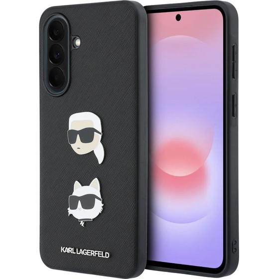 Karl Lagerfeld Liquid Silicone Metal Karl And Choupette Case For Samsung Galaxy A37 Black - (KLHCSA37PSFDHPOK)