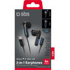 SBS Wireless Tws Enc / Wired Earphones Type C 2 In 1 Black - (EARSETBTCABLEK)