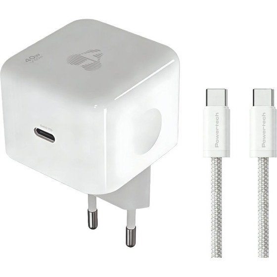 Powertech ��������� ������ �� �������, USB-C, 40 ��� 60W, GaN, AVS, ������ - (PT-1581)