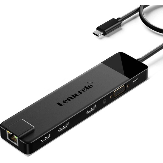 Lemorele TC100 Docking Station 13-��-1 USB-C Hub �� Dual 4K HDMI, VGA, Pd 100W, Ethernet, SD/Tf & Audio ��� Laptop / Macbook / Surface - (04940)