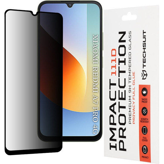 Techsuit - 111D Privacy Full Glue - Xiaomi Redmi A7 Pro 4G - Black