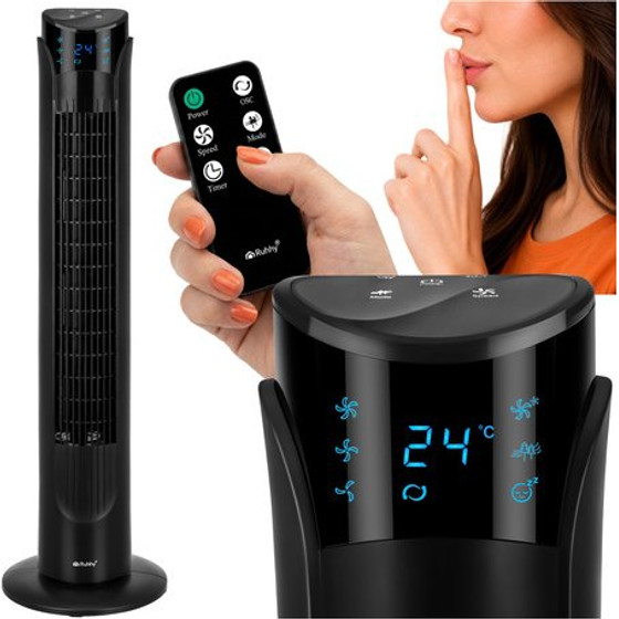 Ruhhy 90cm Black Column Fan + Remote Control - (19112-0)