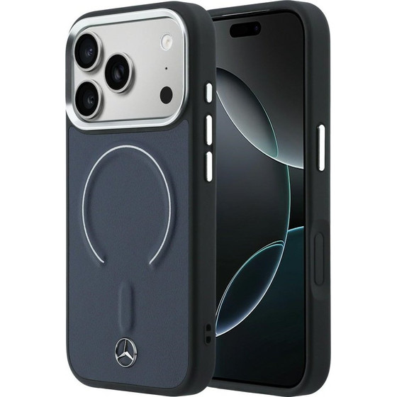 MERCEDES Case Leather 3D Magsafe For Iphone 17 Pro Navy - (MEHMP17L25PEMMOV)