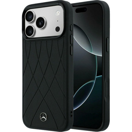 MERCEDES Case Leather With Crossed Lines Magsafe For Iphone 17 Pro Black - (MEHMP17L25PSECLK)