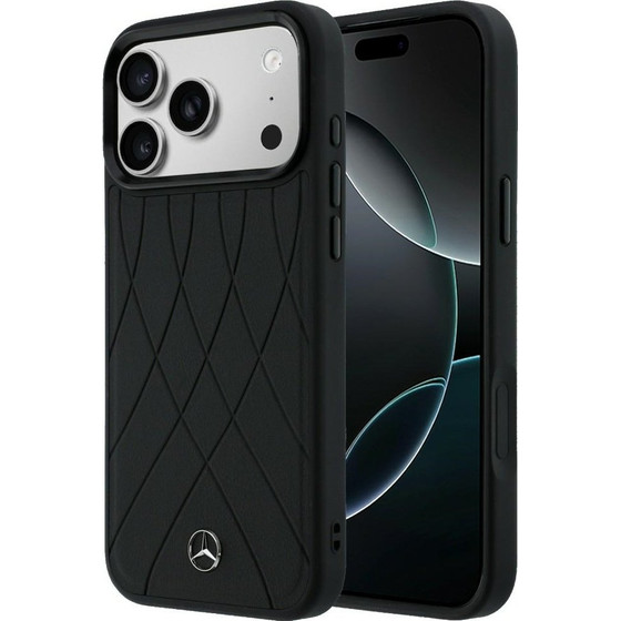 MERCEDES Case Leather With Crossed Lines Magsafe For Iphone 17 Pro Max Black - (MEHMP17X25PSECLK)