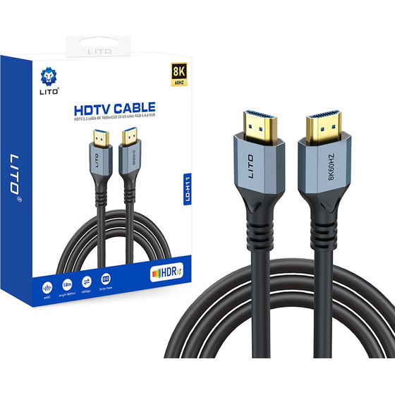 Lito - Video Cable HD119 (LD-H11) - Hdmi To HDMI, 8K@60Hz, Color Rgb 4.4:4 HDR, 1.8M - Black