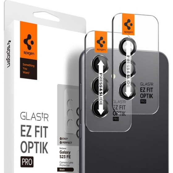iSelf Spigen Optik Ez Fit Tempered Glass For Camera Lens Samsung S23 Fe Black 2pCs - (AGL06987)