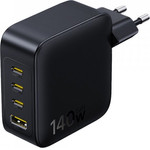 Baseus Wall Charger Enerfill FH11, 140W, 5A, 1 x USB-A - 3 x USB-C, Black E0121J00