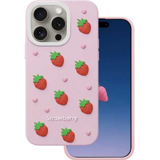 TFO Strawberry Case For Iphone 14 Pro / 15 Pro 6,1'' pink