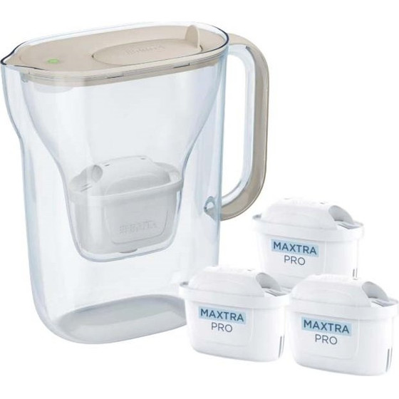 Brita Style Essential Filter Jug + 3 Maxtra Pro Pure Performance Filter Cartridges (sand-coloured) - (1059265)