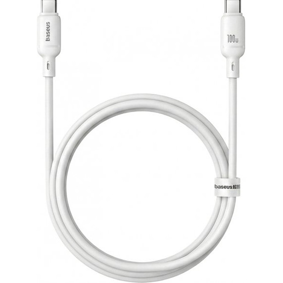 Baseus USB-C To USB-C Cable Silky, 100W, 5A, 1m, White - (P10377704213-00)