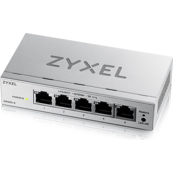Zyxel GS1200-5V3 Managed L2 Gigabit Ethernet (10/100/1000) Desktop Grey - (GS1200-5V3-EU0101F)