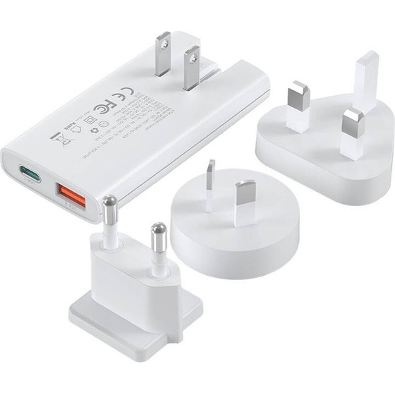 Choetech PD6011 65W Gan Ultra USB-C + USB-A Wall Charger - White - (Choetech PD6011 65 W Gan Ultra USB-C + USB-A)