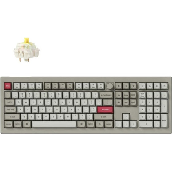 Keychron V6 Max Retro QMK/Via BT/2,4/Wired Custom Mechanical Keyboard Banana Switch 100% - (V6M-R4)