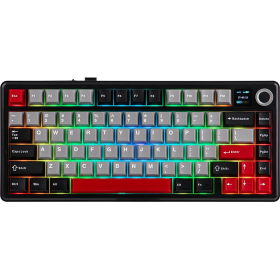 Aula Wireless Gaming Mechanical Keyboard F75 Max - Reaper Switch [Linear] (English US), Black, Red - (F75MAX-RS-BR)