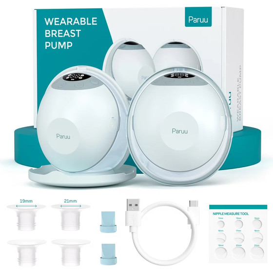 MOMCOZY Paruu P20 HANDS-Free Wearable Breast Pump Green Double Pack - (BP352-GE12BA-A)