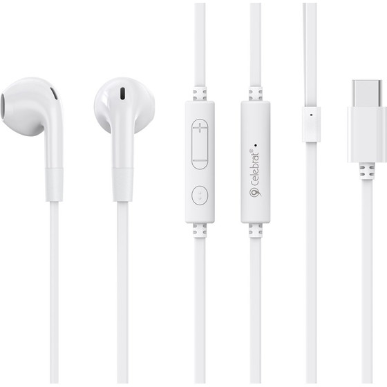 Celebrat Earphones �� ��������� G39, USB-C �������, 14mm, 1.2m, ����� - (G39-WH)