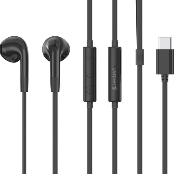 Celebrat Earphones �� ��������� G39, USB-C �������, 14mm, 1.2m, ����� - (G39-BK)