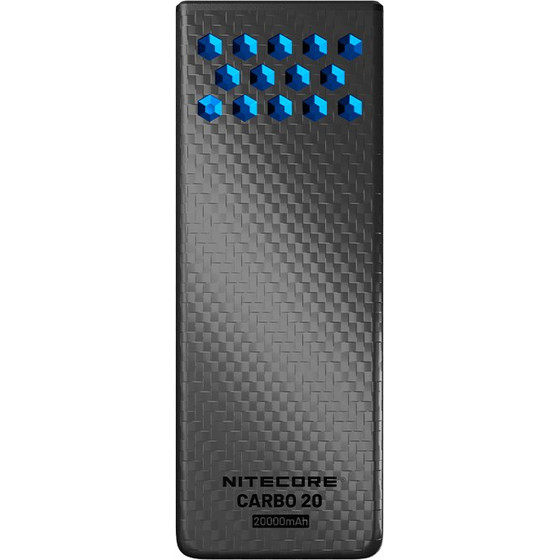 NiteCore Power Bank Carbo 20, Carbon Fiber, Fast Charge, 65W MAX, BLUE