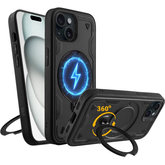 Idol 1991 ���� Iphone 15 6.1'' Armor Tpu Hyper Magsafe Stand Camera Guard BLACK