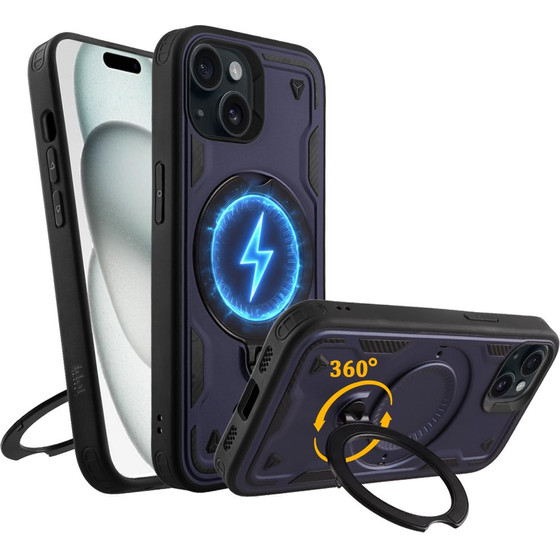 Idol 1991 ���� Iphone 15 6.1'' Armor Tpu Hyper Magsafe Stand Camera Guard BLUE