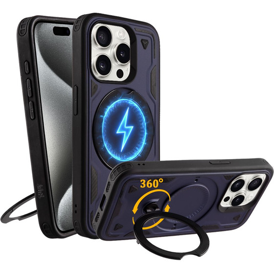Idol 1991 ���� Iphone 15 Pro Max 6.7'' Armor Tpu Hyper Magsafe Stand Camera Guard BLUE