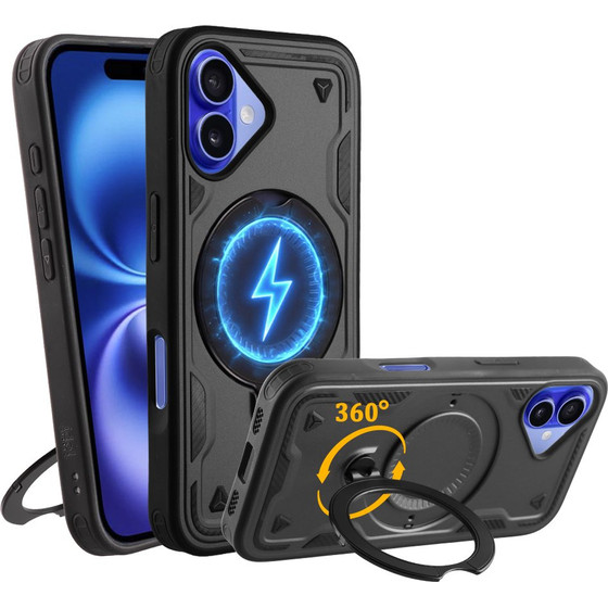 Idol 1991 ���� Iphone 16 6.1'' Armor Tpu Hyper Magsafe Stand Camera Guard BLACK