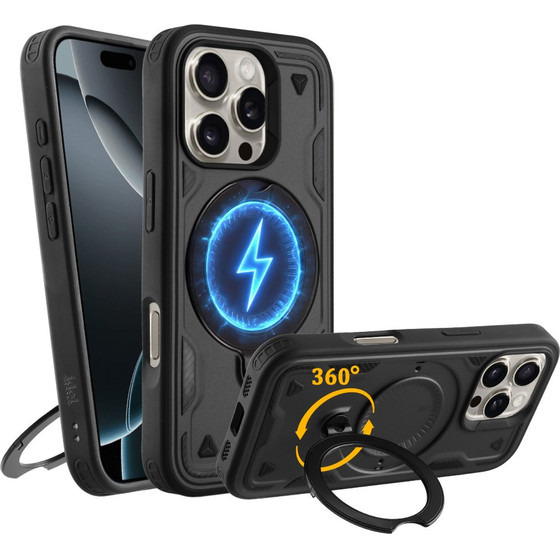 Idol 1991 ���� Iphone 16 Pro Max 6.9'' Armor Tpu Hyper Magsafe Stand Camera Guard BLACK