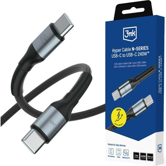 3MK Hyper Cable N-Series USB-C To USB-C Cable 1 m 48V/5A 240W Black