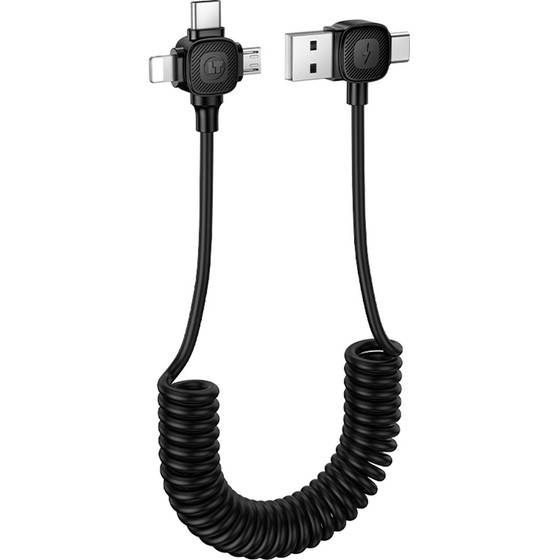 Lamtech 6-IN-1 Charging Cable TYPE-C/Usb To TYPE-C/LIGHTNING-MICRO-Usb 3A 1.5M Black - (LAM981104)