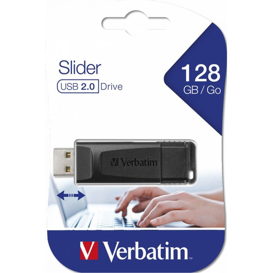 Verbatim Usb Drive 2.0 Store 'N' Go Slider 128GB Black - (49328)