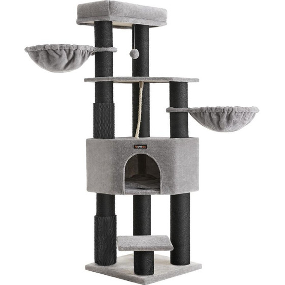 FEANDREA Cat Tower, Height 160 cm, For Large Cats, Gray-Black - (PCT003W01)