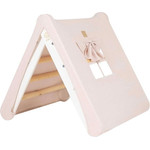 MeowBaby A House For Children With a ladder60x61 Cm Folding Into The room. Wood, Linen, Viscose, A Pink House, White Ladder - (DDWT001RIE)