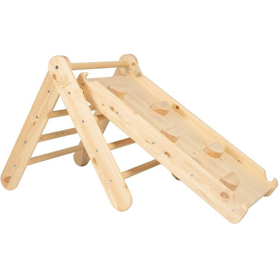 MeowBaby Baby Climbing Trinagle With Slide Natural - (ZZWDA004)