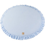 MeowBaby Baby Round 100cm Foam Play Mat With Frill Certified, Velvet, Baby Blue - (MATA024IE)