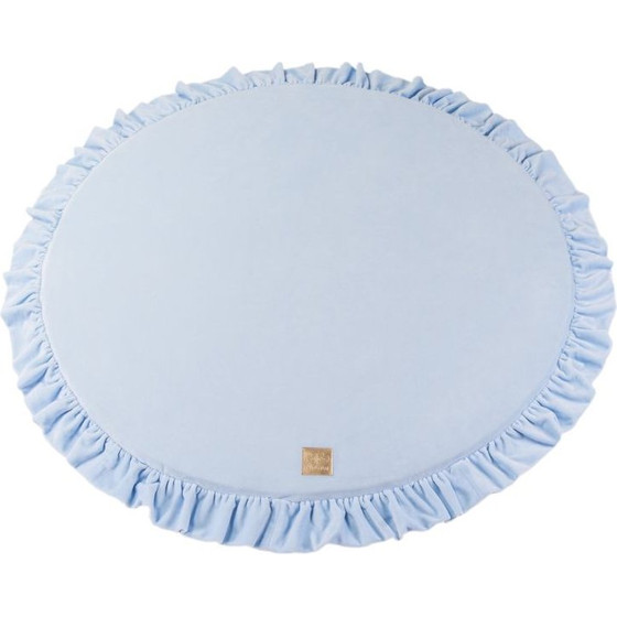 MeowBaby Baby Round 100cm Foam Play Mat With Frill Certified, Velvet, Baby Blue - (MATA024IE)