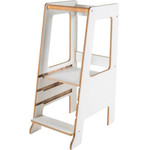 MeowBaby Plywood Kitchen Helper For Children Scandi Step Stool, White - (KH01008IE)