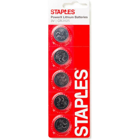 STAPLES Powerx CR2025 Coin Cells ������ 5��� - (390688)