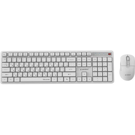 Gembird Silent Key Pro Business Wireless Desktop set, white, Ru Layout - (KBS-WMS-01-W-CYRL)
